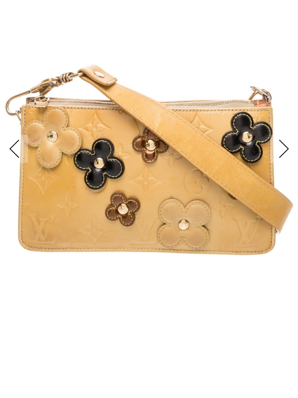 Louis Vuitton Yellow Vernis Monogram Lexington Flower Appliqué Shoulder Bag